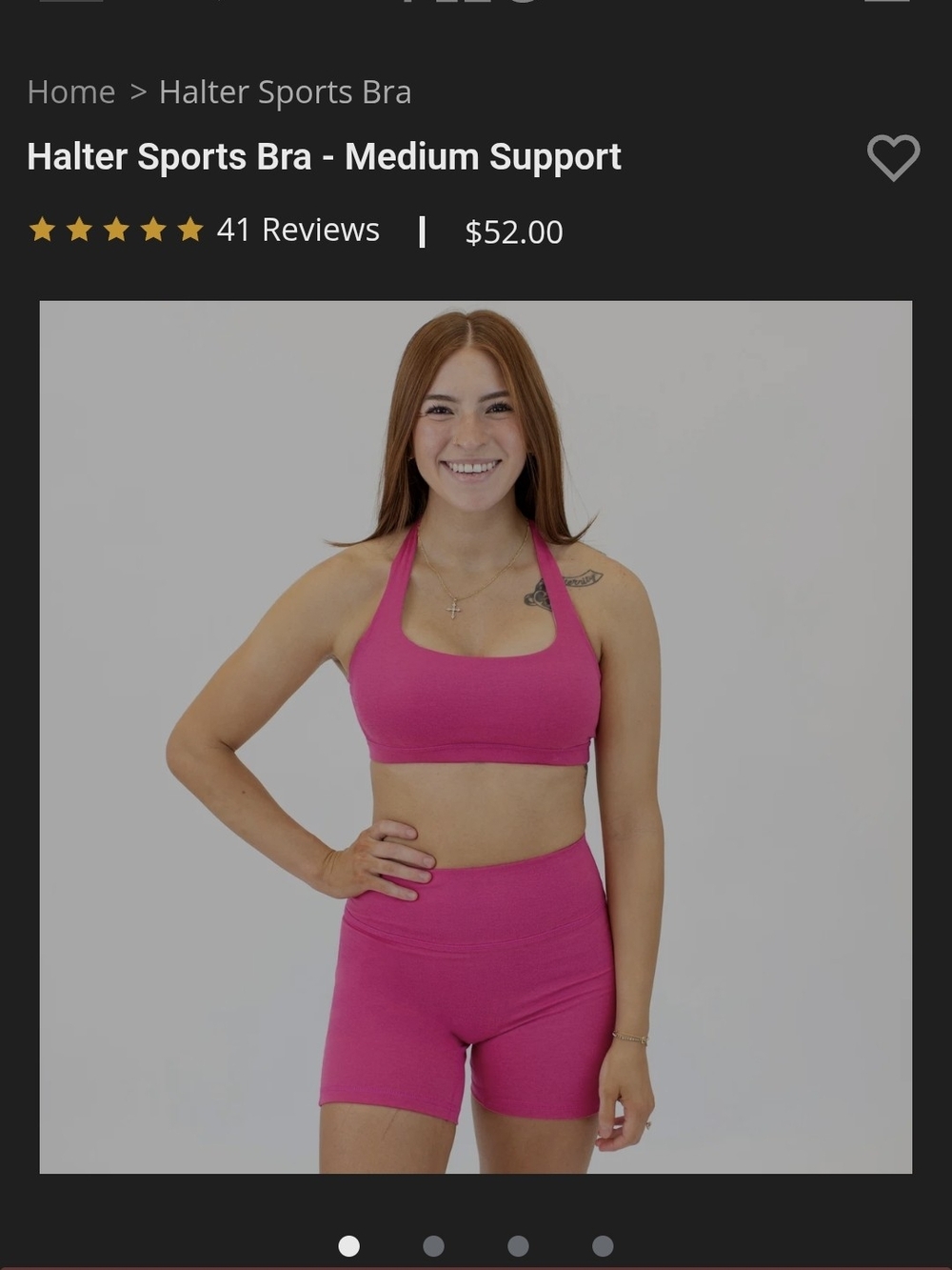 Fleo Hot Pink Halter Sports Bra and Matching High-Waist Shorts